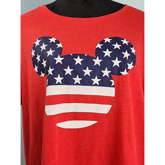 Disney Mickey Mouse American Flag Logo Graphic Tee 2X Women’s Plus - Picture 3 of 8